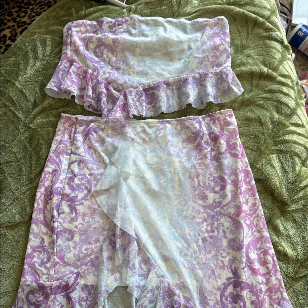 SHEIN Purple and White Two-Piece Set